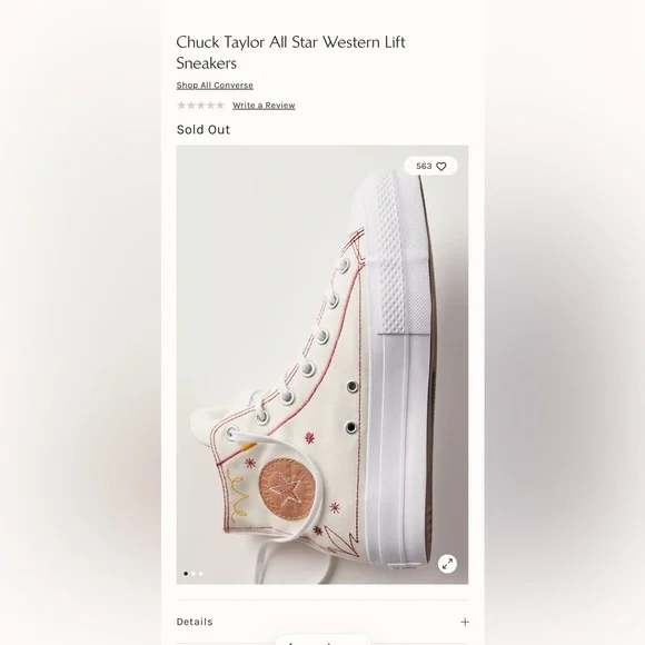 Converse Women's White High-Top Platform Western Sneaker, NWT! - Picture 2 of 10